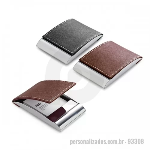 Porta cartão personalizada - Porta cartão Personalizada - 93308 - Porta cartões. Metal e c. sintético. Incluso caixa.  - 119933 - Porta cartão