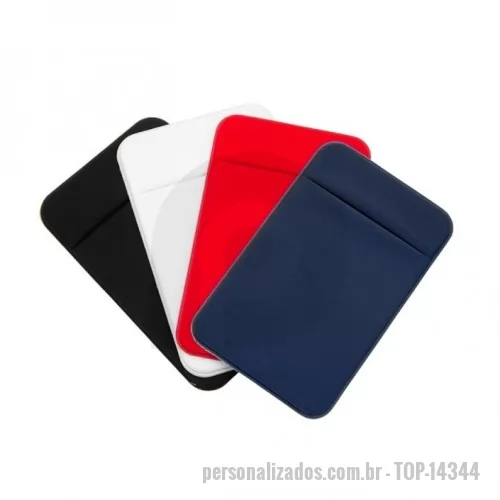 Porta cartões para smartphone personalizada - Adesivo porta cartão para celular, basta remover o selo traseiro e colar a parte adesivada no celular. Material em elastano (lycra).