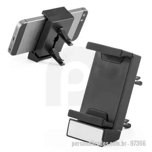 Porta celular personalizada - Porta celular Personalizada - 97366 - Porta celular para carro em ABS. Realize sua viagem com seu celular em segurança, com clipe para fixação na área de ventilação do seu carro. 40 x 78 x 25 mm - 179360 - Porta celular