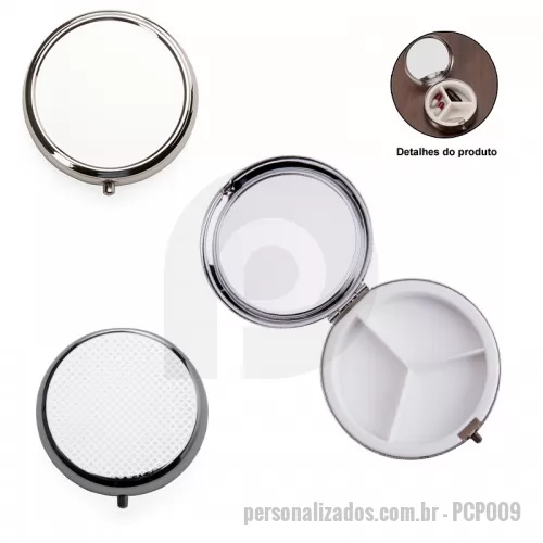 Porta comprimido personalizada - Porta Comprimido de Metal Formato Redondo