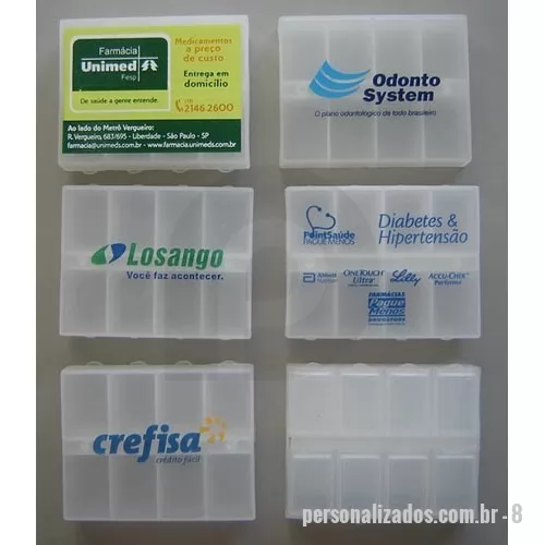 Porta comprimido personalizada - Porta comprimidos 8 divisões- gravação 1 cor