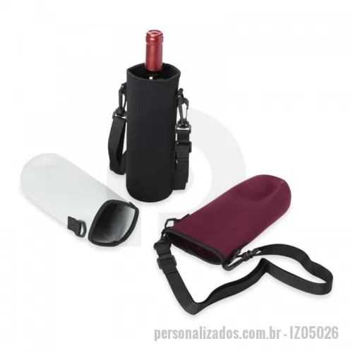 Porta copo de neoprene personalizada - Porta copo ou garrafa esportivo em neoprene isotérmico, acompanha alça de nylon regulável