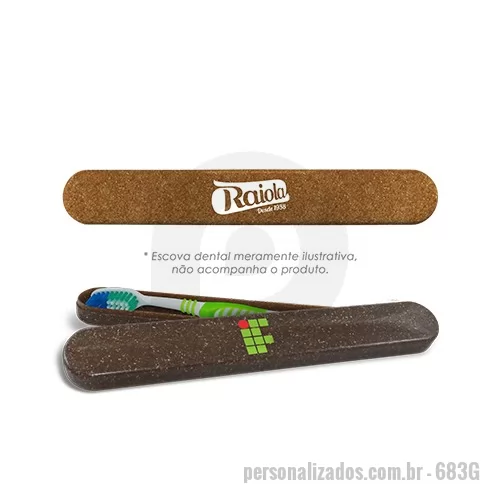 Porta escova ecológico personalizada - Capacidade para 1 escova de dente padrão. Porta escova de dente portátil, feito com 50% de Plástico Premium (PP) atóxico e 50% de fibra Fibra Natural de Coco ou Madeira, que garante sustentabilidade sem perder resistente. Design Exclusivo do Grupo BB!