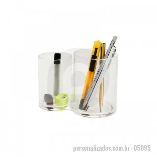 Porta lápis e caneta personalizada - Porta caneta duplo de acrílico.