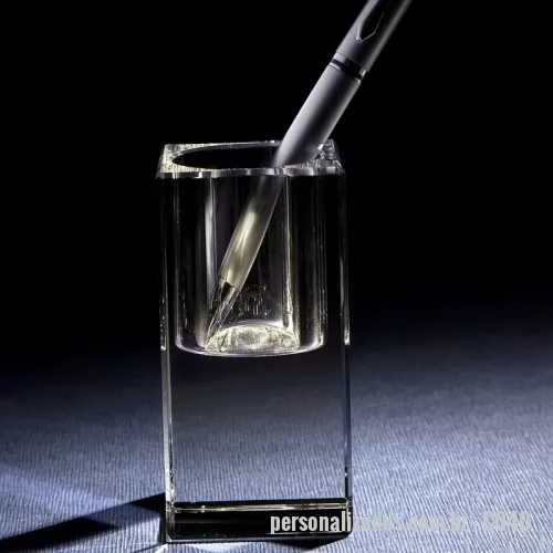 Porta lápis e caneta personalizada - Porta caneta e lapis de cristal com gravação a laser interna