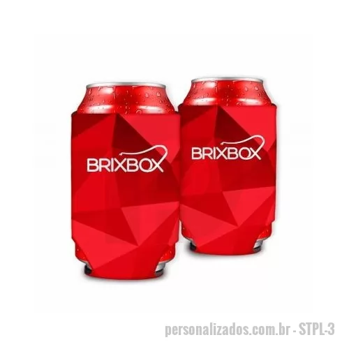 Porta lata personalizada - O Porta Lata 350ml é desenvolvido em neoprene, sendo um material extremamente resistente e com uma função térmica, auxiliando na preservação da temperatura das bebidas.