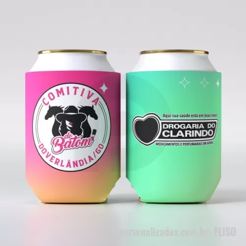 Porta lata personalizada - O porta latas em isoflex possui um menor custo, sendo indicado quando a verba promocional é menor, porém é uma matéria-prima muito superior aos tradicionais porta latas de plástico, isopor, papelão e outros existentes no mercado.