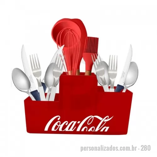 Porta talher personalizada - Porta Talher Trio feito em Plástico Premium (PP) com três cavidades, de alturas diferentes e design com linhas retas. Prático, funcional e versátil, ideal para organizar a mesa durante as refeições e a área da cozinha.