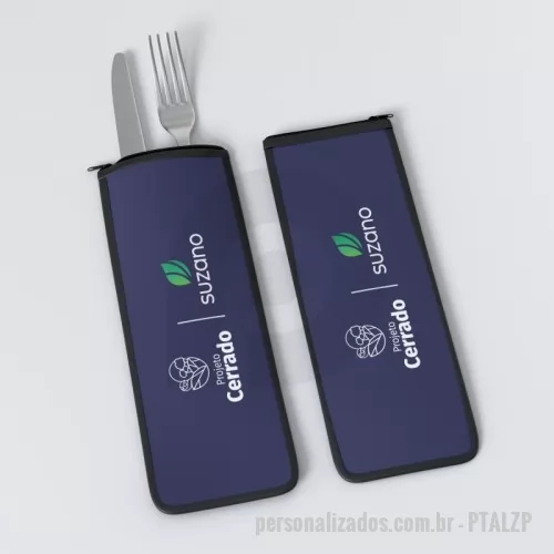 Porta talher personalizada - Porta Talher com Zíper Personalizado, possui fechamento em zíper para melhor segurança e higiene nos transportes dos talheres. Bem leve e prático, é ideal para levar junto com seu marmiteiro ou lancheira.