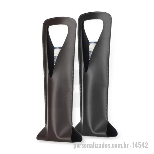 Porta vinho personalizada - Descrição: Estojo porta vinho em couro sintético bidim.  Altura :  43,5 cm  Largura :  15,5 cm