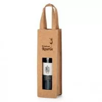 Porta Vinho em cortiça para 1 garrafa com 2 alças e janela na parte frontal, ideal para oferta. 100 x 330 x 100 mm