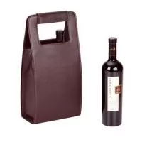 Porta Vinho confeccionado em couro para 2 garrafas.