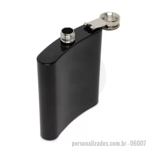 Porta whisky personalizada - Porta whisky 7oz em aço inoxidável.