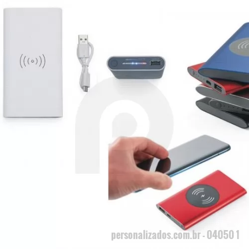 Power bank personalizado - Power Bank 8000mAh com Carregamento via Indução ou via Cabo