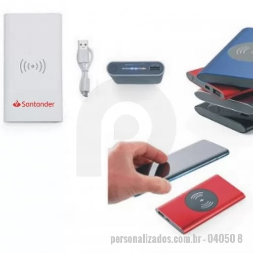 Power bank personalizado - Power Bank 8000mAh com Carregamento via Indução ou via Cabo
