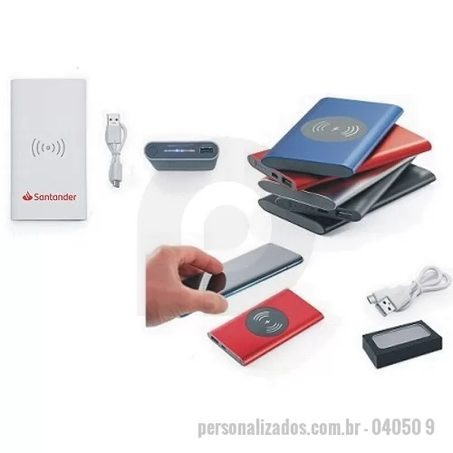 Power bank personalizado - Power Bank 8000mAh com Carregamento via Indução ou via Cabo