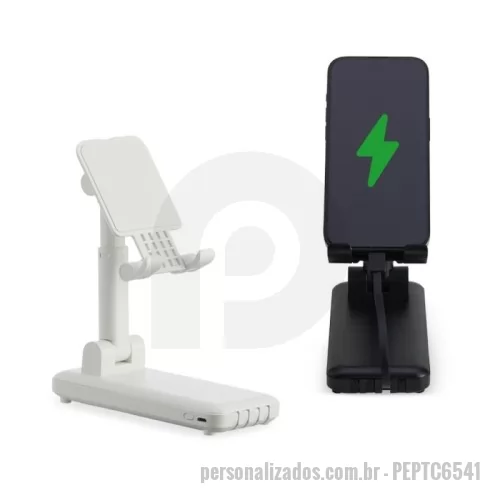 Power bank personalizado - Power Bank com Suporte para Celular Personalizado