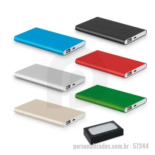 Power bank personalizado - Bateria portátil slim em alumínio com capacidade de 4.000 mAh