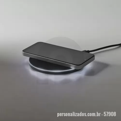 Power bank personalizado - Power bank Personalizado - 57908 - Carregador por indução (wireless) super-rápido em ABS com acabamento emborrachado. Potência máxima de carregamento de 15W. Incluso cabo USB de 1 m para carregar. Compatível com dispositivos móveis com tecnologia de carregamento sem fios. Fornecido em caixa presente.  Dimensões do produto: ø99 x 9 mm | Cabo: 1000 mm - 179860 - Power bank