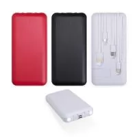 Nosso power bank 10.000mAh 4 em 1 é uma solução prática e eficiente para manter os dispositivos sempre carregados, mesmo quando estiver em movimento. Feito em plástico, este carregador portátil é compatível com diversos dispositivos, pois conta com quatro cabos acoplados: Lightning, tipo-C, micro-USB e USB. Além disso, o power bank possui um suporte lateral integrado, feito para manter o celular na horizontal durante o carregamento, permitindo assistir vídeos ou participar de reuniões enquanto o dispositivo carrega. Funcional, nosso carregador é equipado com duas lanternas para situações de emergência. Sua entrada micro-USB 5V=2.1A e saída USB 5V=2.1A, oferece um desempenho eficiente e rápido para o dia a dia.