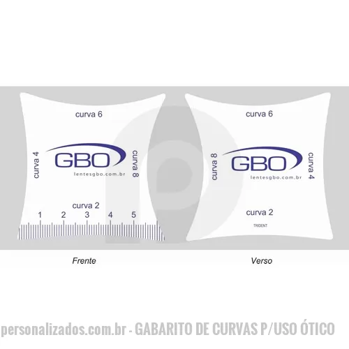 Régua óptica personalizada - Gabarito de Curvas para uso Ótico - 70 x 70 x 0,50 mm.