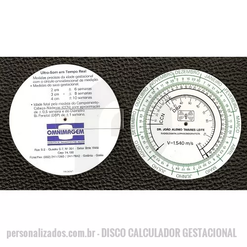 Régua para uso medicinal personalizada - DISCO CALCULADOR GESTACIONAL