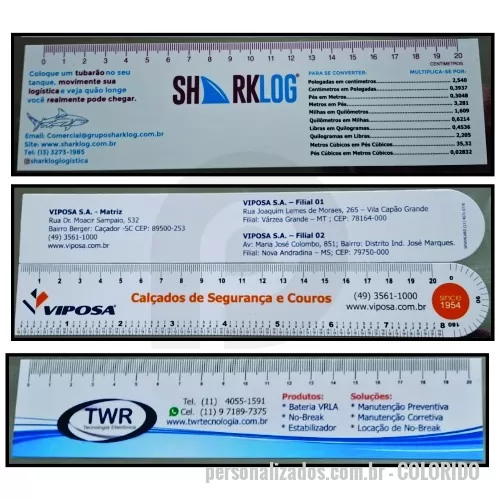 Régua personalizada - Reguás em PVC ou PS 0,70mm, impressão colorida conforme sua arte/logo. Destaque em seu cliente