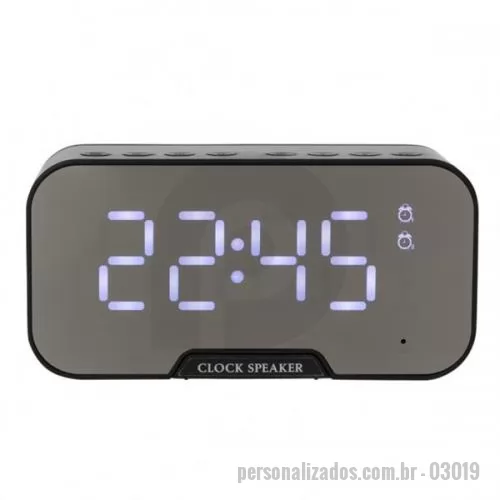 Relógio de mesa personalizado - Relógio de mesa Personalizado - 03019 - Relógio de Mesa com Caixa de Som e Porta Celular - 132919 - Relógio de mesa