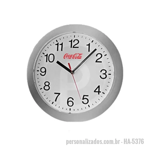 Relógio de parede personalizado - Relógio de Parede Modelo Constellation Redondo- medindo 37 cm. de diâmetro- mecanismo quartz ( 1 pilha AA não acompanha ) moldura em poliestireno de alto impacto disponível nas cores preto- prata e dourado- mostrador branco com 12 números arábicos + traços de segundos em preto- 3 ponteiros- lente em poliestireno cristal abaulada e embalado em caixa de papelão individual.