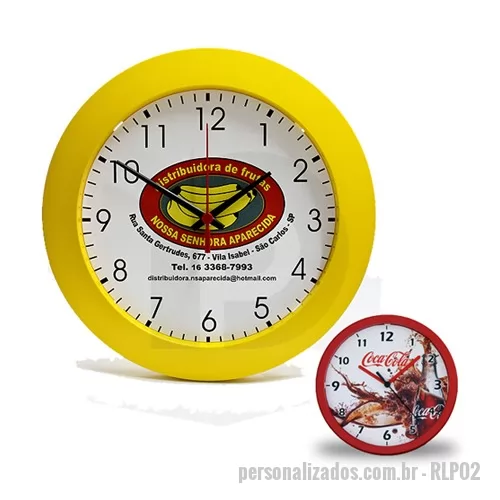 Relógio de parede personalizado - Relógio de parede Diâmetro de 27,5 cm com visor de proteção.