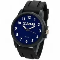 Relógio de pulso analógico personalizado com logo, caixa preta, pulseira esportiva de friso, bateria Maxcell, maquina SL68 , com garantia de 1 ano e embalagem personalizada sem limite de cores (mostrador sem limite de personalização).