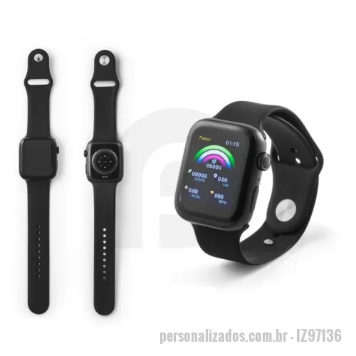 Relógio personalizado - Relógio inteligente com tela IPS de 1.85 polegadas com bracelete em silicone e à prova de salpicos de água com IPX4. Bateria com capacidade até 200 mAh, aproximadamente 3 dias de autonomia (standby até 20 dias). A ligação BT permite conectar o seu celular à pulseira, bem como à aplicação 