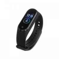 Pulseira inteligente M4. O smartwatch é um relógio fit impermeável com sensor que monitora suas atividades do dia a dia para o controle de sua saúde, tem funções como: pedômetro, contador de quilometragem, monitoramento de: calorias gastas, exercícios, frequência cardíaca, pressão arterial, alerta de mensagens, alerta para localização de celular, entre outros. Acompanha pulseira plástica para encaixe do dispositivo e cabo para carregamento.