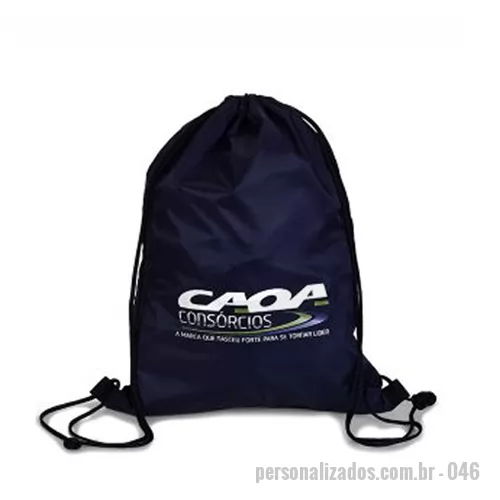 Sacochila personalizada - Sacochila em Tactel Mochila tipo saco em tactel, fechamento com cordão duplo.