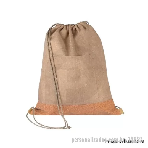 Sacochila personalizada - Mochila saco de poliéster 600D com bolso frontal. Altura : 40,7 cm Comprimento : 33,7 cm 