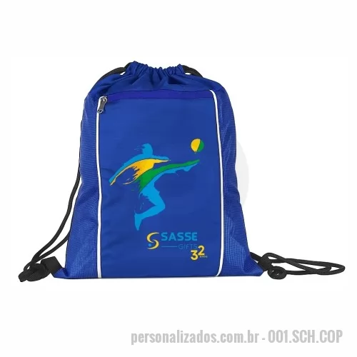 Sacochila personalizada - Sacochila em Rip Stop, possui um bolso extra na frente. Fabricadas por encomenda com uma grande variedade de cores.