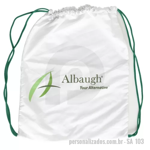 Sacochila personalizada - Sacochila tecido microfibra tamanho 35x45 com cordão e logotipo silk