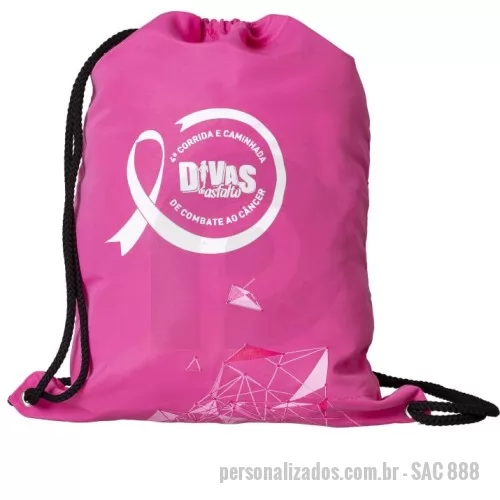 Sacochila personalizada - Sacochila tecido microfibra tamanho 35x45 com cordão e logotipo silk