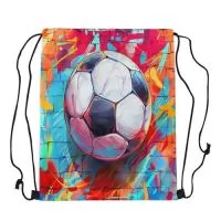 Sacochila em tecido Pet reciclado, personalização em Sublimação total. Também fabricamos em tecidos convencionais e formatos especiais.