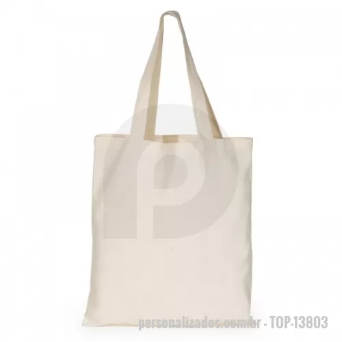 Sacola de Algodão personalizada -  Sacola de algodão com alças costuradas na parte interna.