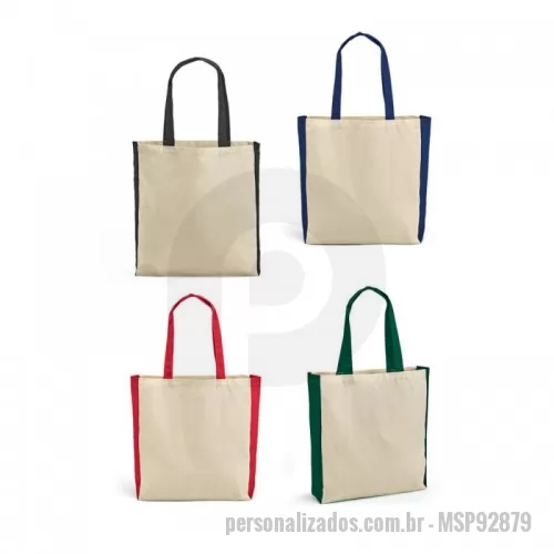 Sacola de Algodão personalizada - Sacola 100% algodão (140 g/m²) com alças de 65 cm. 370 x 410 x 100 mm