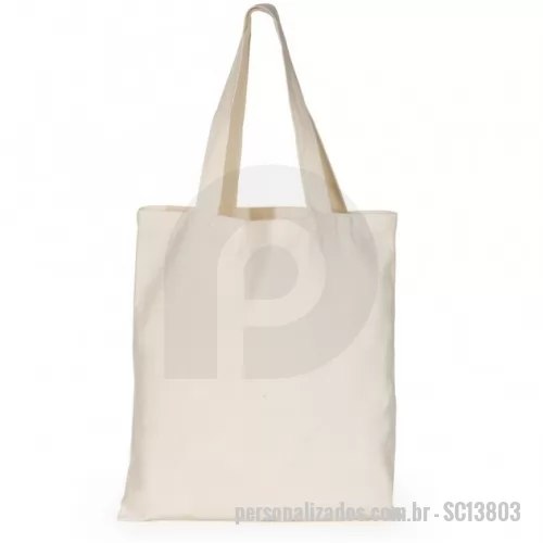 Sacola de Algodão personalizada - Sacola de Algodão Personalizada - SC13803 -  Sacola de algodão com alças costuradas na parte interna. - 153958 - Sacola de Algodão