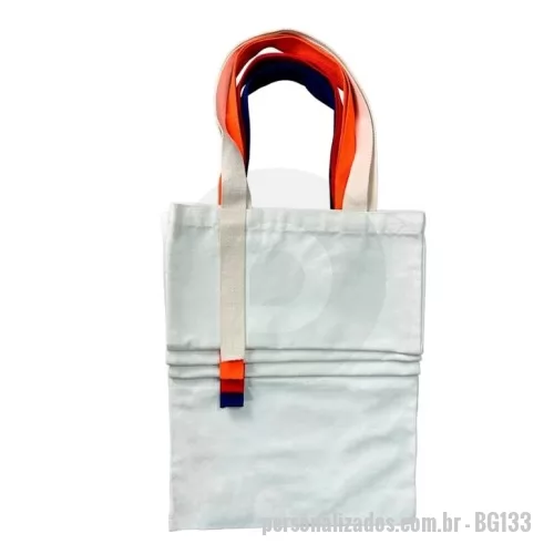 Sacola de Algodão personalizada - Sacola 100% algodão com alça colorida.