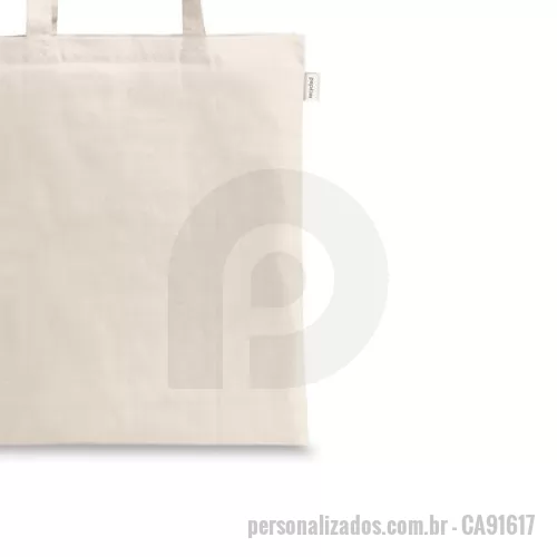 Sacola de Algodão personalizada - Sacola 100% algodão reciclado (140 g/m²) com alças de 65 cm. 380 x 420 mm