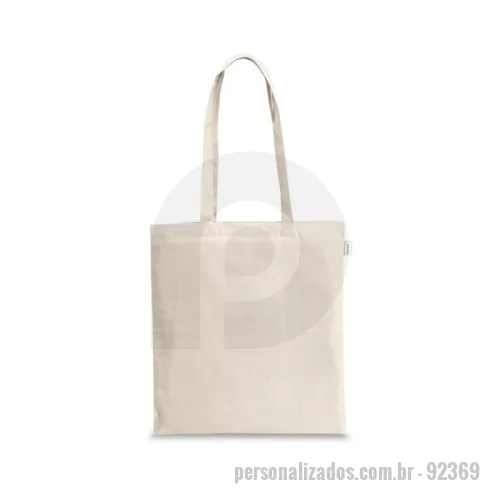 Sacola de Algodão personalizada - Sacola 100% algodão reciclado (140 g/m²) com alças de 65 cm. 380 x 420 mm