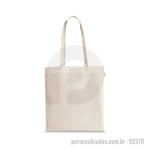 Sacola de Algodão personalizada - Sacola 100% algodão reciclado (180 g/m²) com alças de 65 cm. 380 x 420 mm