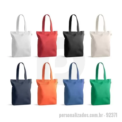 Sacola de Algodão personalizada - Sacola em 70% algodão reciclado e 30% poliéster reciclado (220g/m²), com alças de 65 cm. O tecido é sem tingimento, é utilizado na sua cor original, sem produtos químicos de tingimento ou branqueamento, contribuindo para um menor impacto ambiental. 380 x 420 x 100 mm