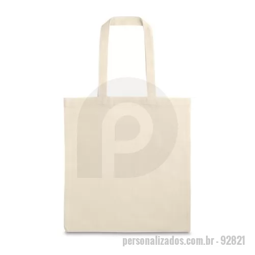 Sacola de Algodão personalizada - Sacola 100% algodão (140 g/m²) com alças de 60 cm. 375 x 415 mm