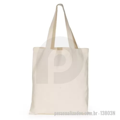 Sacola de Algodão personalizada - Sacola de algodão com alças costuradas na parte interna.