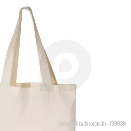 Sacola de Algodão personalizada - Sacola de algodão com alças costuradas na parte interna.